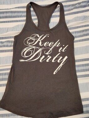 Keep It Dirty Graphic Racerback Tank - Dark Gray with White Script